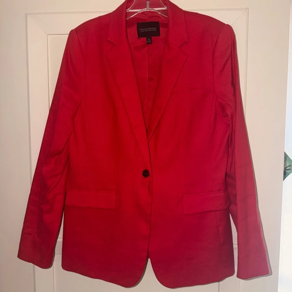 Banana Republic Vibrant Red Long and Lean Blazer - Picture 1 of 5